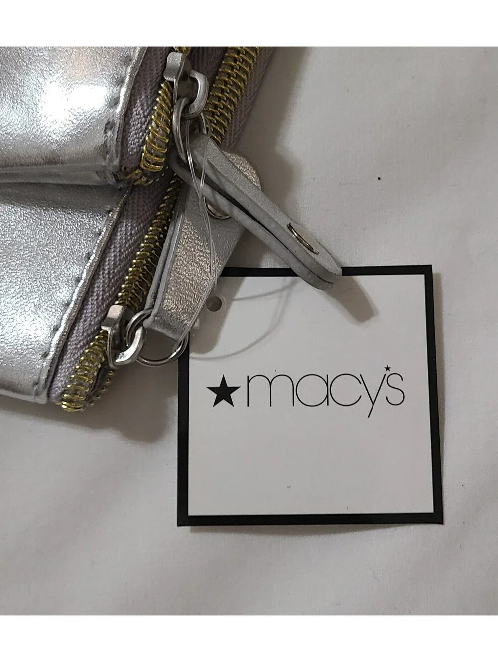 2pk Macy's Makeup Cosmetics Bag Set Womens Sz S & M Silver Travel Storage Pouch